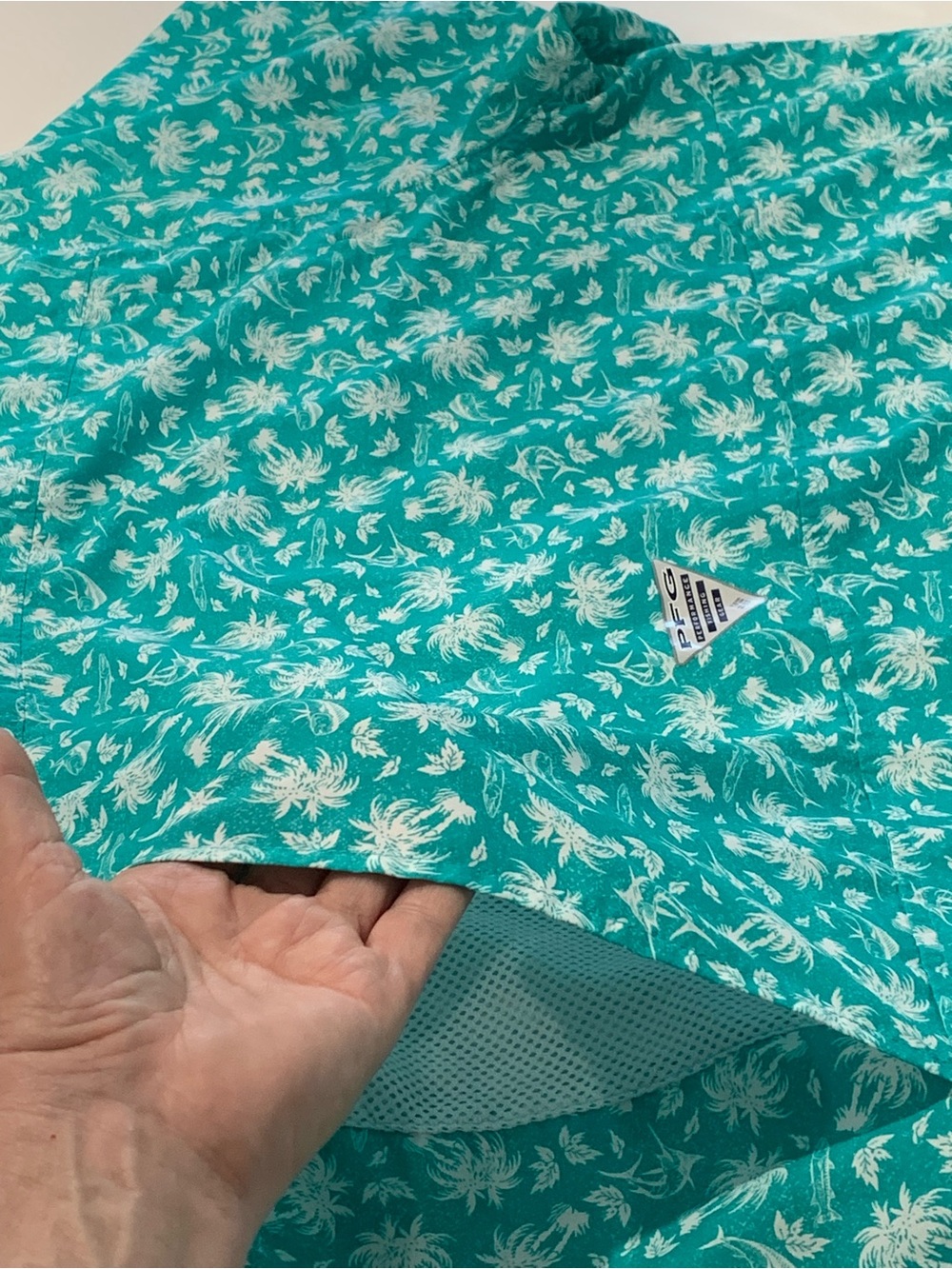 Columbia PFG Super Slack Teal Short Sleeve Floral Button-Down Fishing Shirt, XXL - Picture 6 of 11